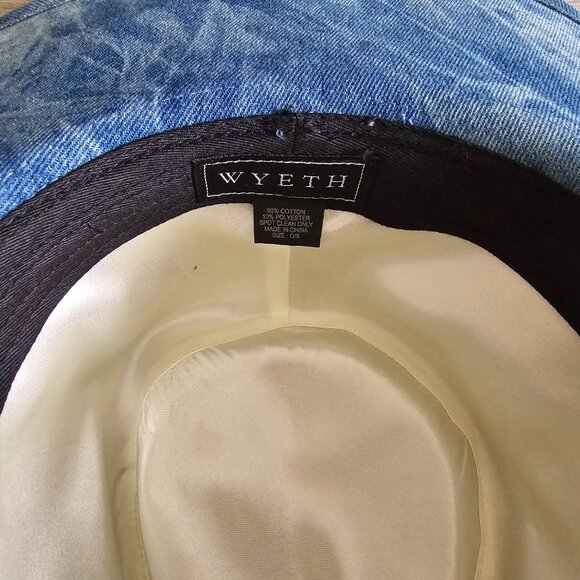 Free People Kayce Indigo Cowboy Hat One Size Fits Most Cotton Lined Wyeth Walker main image 7